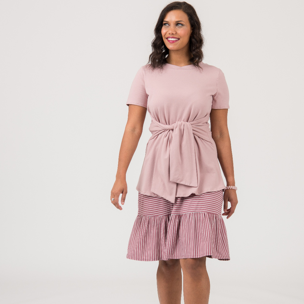 Side Seam Sash Top Dusty Lavender